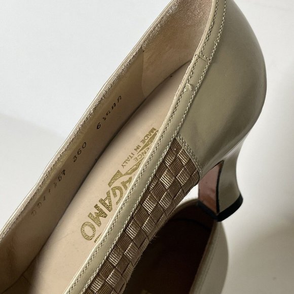 Salvatore Ferragamo Cream and Tan Woven Heels - Picture 16 of 16
